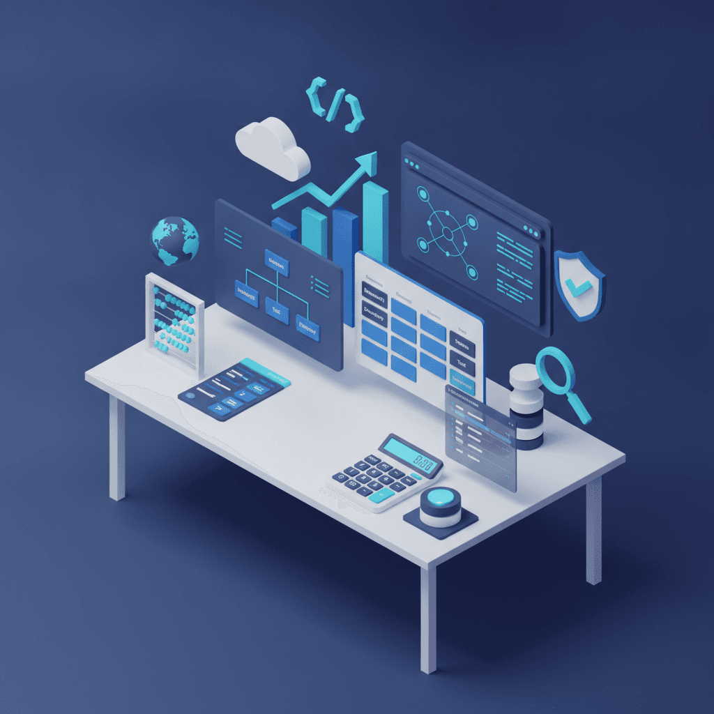 Why We Use Corporate Isometric 3D Visuals: Boards, Calculators, and Graphs for Complex Software Systems